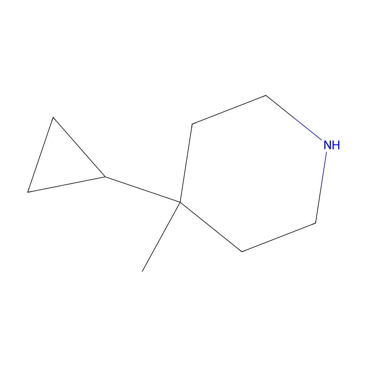 4-Cyclopropyl-4-methylpiperidine molecular structure, CAS 1342953-29-0