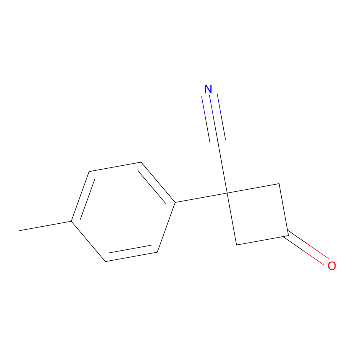 3-Oxo-1-(p-tolyl)cyclobutane-1-carbonitrile molecular structure, CAS 1342957-12-3