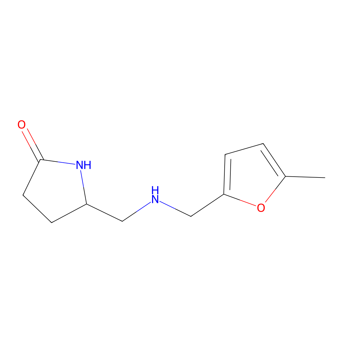 5-((((5-Methylfuran-2-yl)methyl)amino)methyl)pyrrolidin-2-one molecular structure, CAS 1342958-43-3