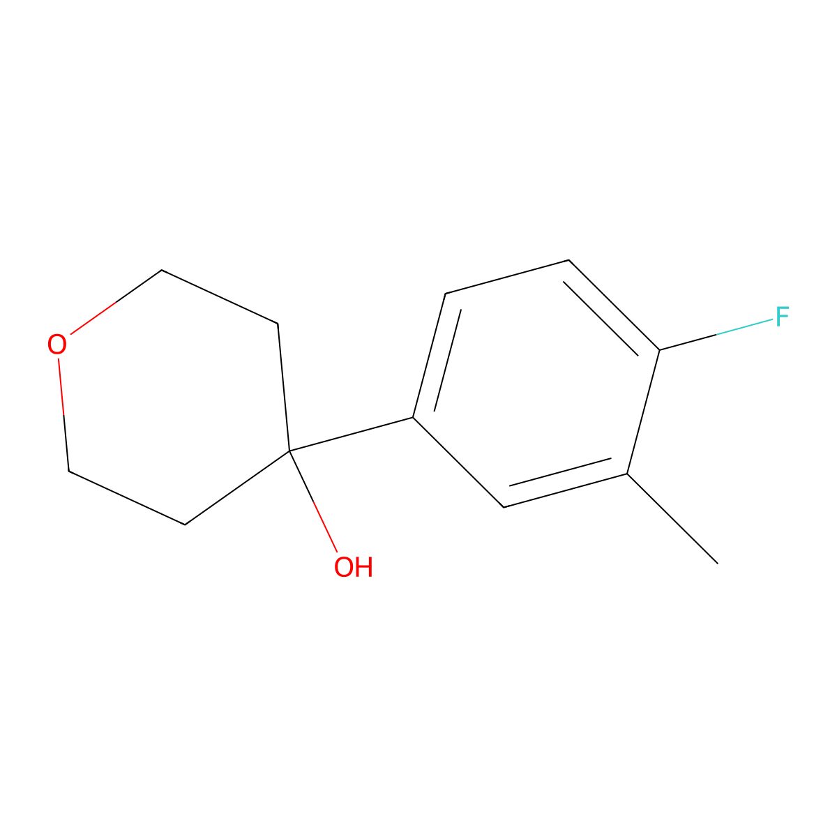 4-(4-fluoro-3-methylphenyl)tetrahydro-2H-pyran-4-ol molecular structure, CAS 1342958-88-6