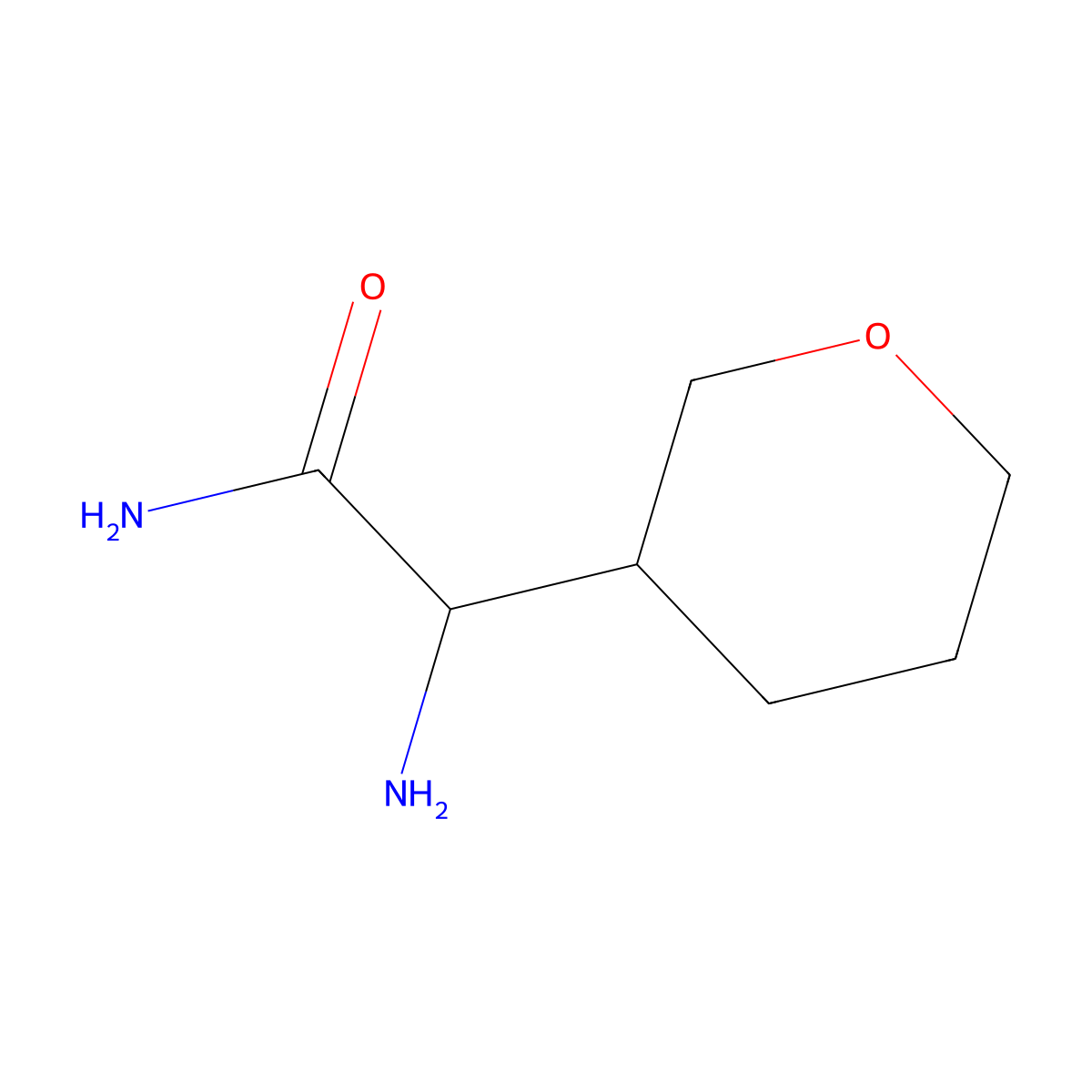 2-Amino-2-(oxan-3-yl)acetamide molecular structure, CAS 1342959-26-5