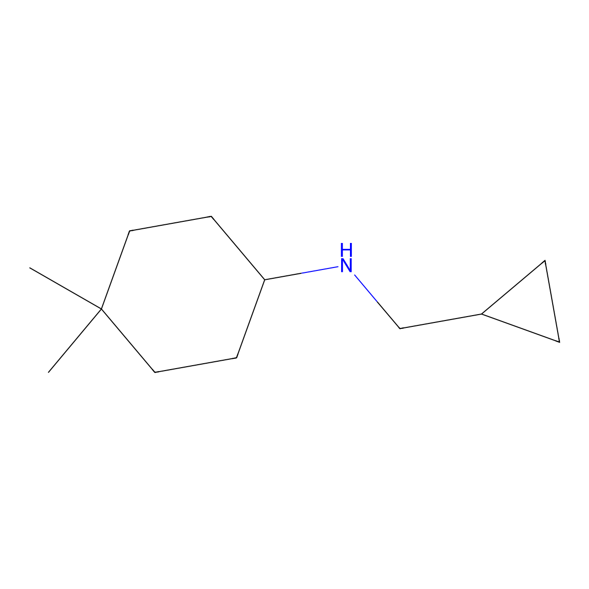 N-(cyclopropylmethyl)-4,4-dimethylcyclohexan-1-amine molecular structure, CAS 1342959-77-6