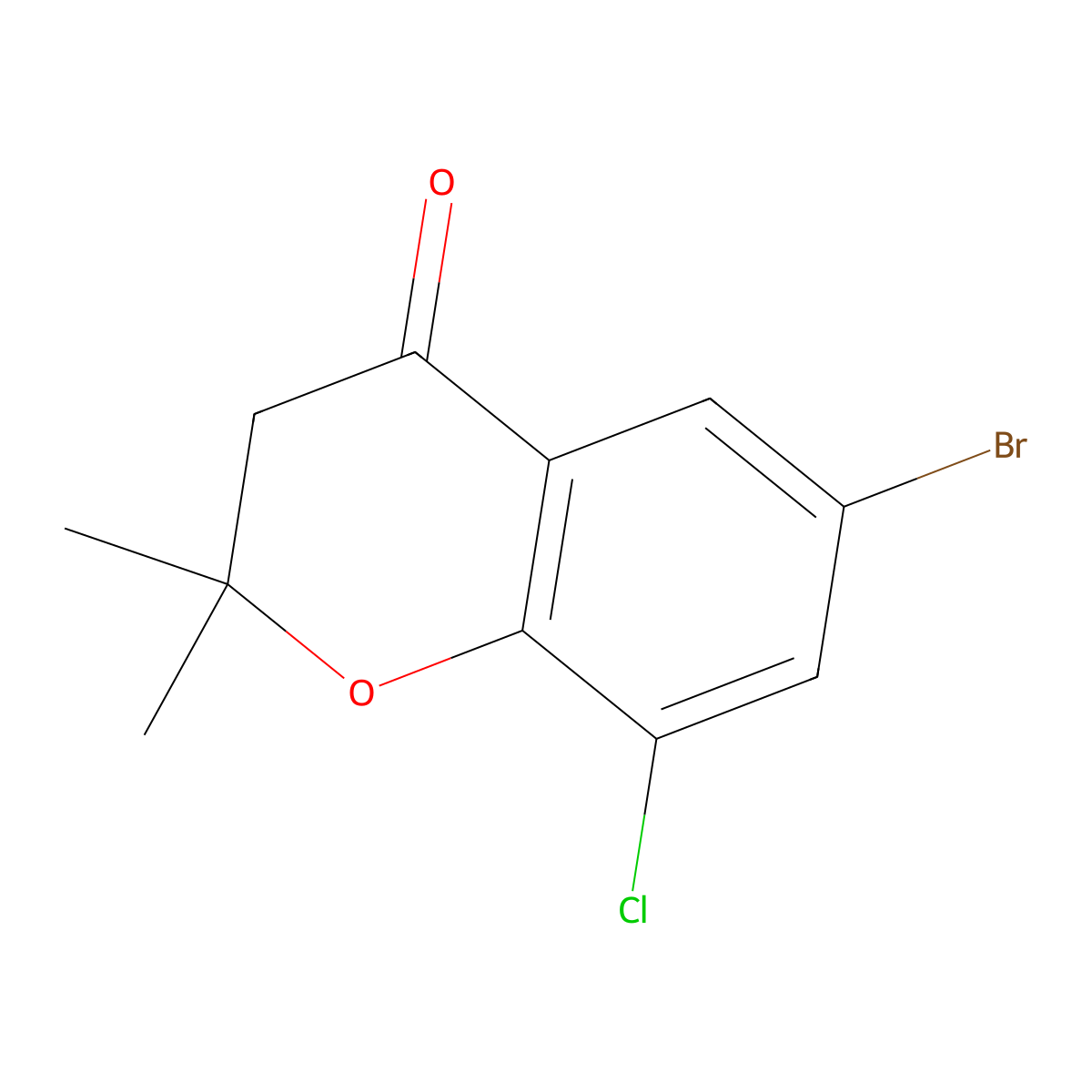 6-bromo-8-chloro-2,2-dimethyl-3,4-dihydro-2H-1-benzopyran-4-one molecular structure, CAS 1342961-29-8