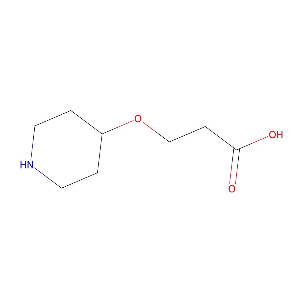 3-(Piperidin-4-yloxy)propanoic acid molecular structure, CAS 1342962-16-6