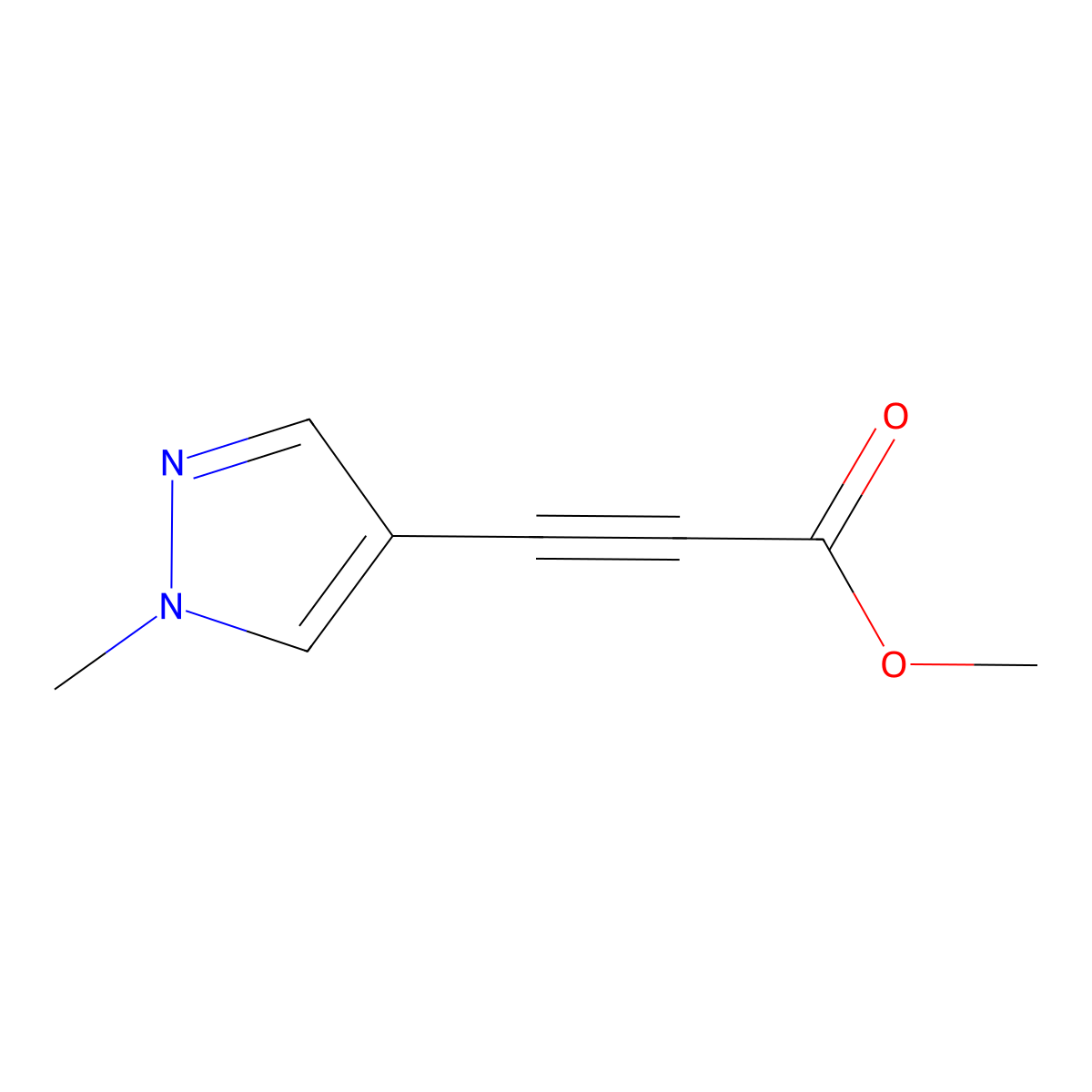 methyl 3-(1-methyl-1H-pyrazol-4-yl)prop-2-ynoate molecular structure, CAS 1342965-27-8