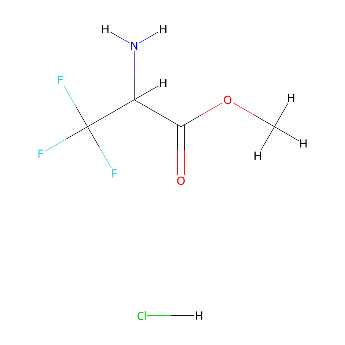 Methyl 2-amino-3,3,3-trifluoropropanoate hydrochloride molecular structure, CAS 134297-36-2