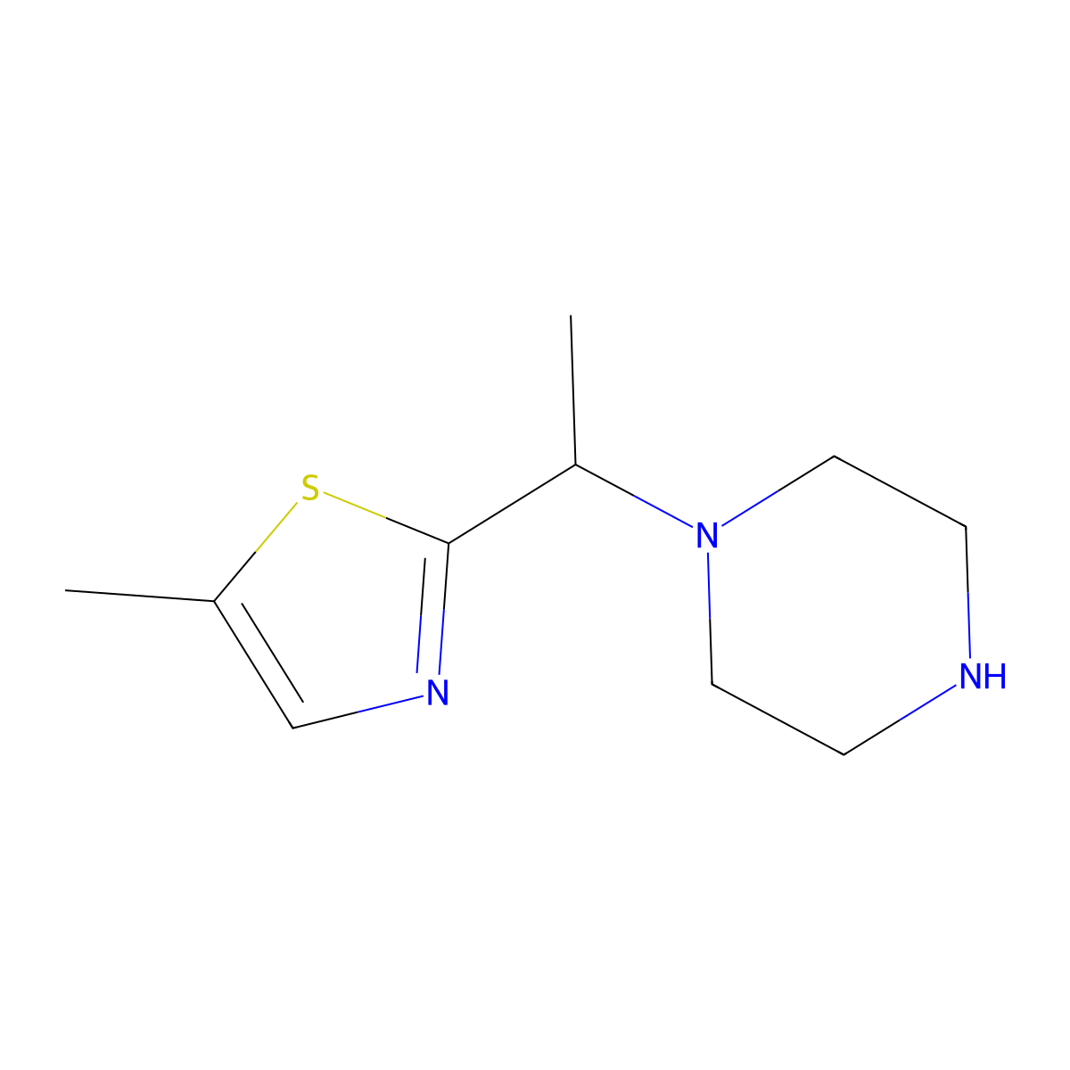 1-[1-(5-Methyl-1,3-thiazol-2-yl)ethyl]piperazine molecular structure, CAS 1342971-69-0