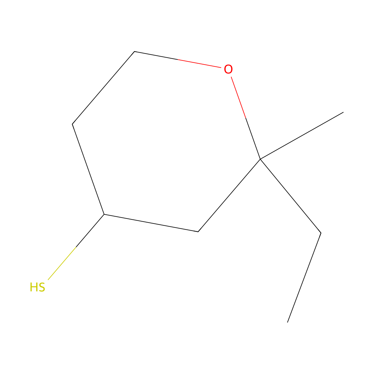 2-Ethyl-2-methyloxane-4-thiol molecular structure, CAS 1342973-65-2