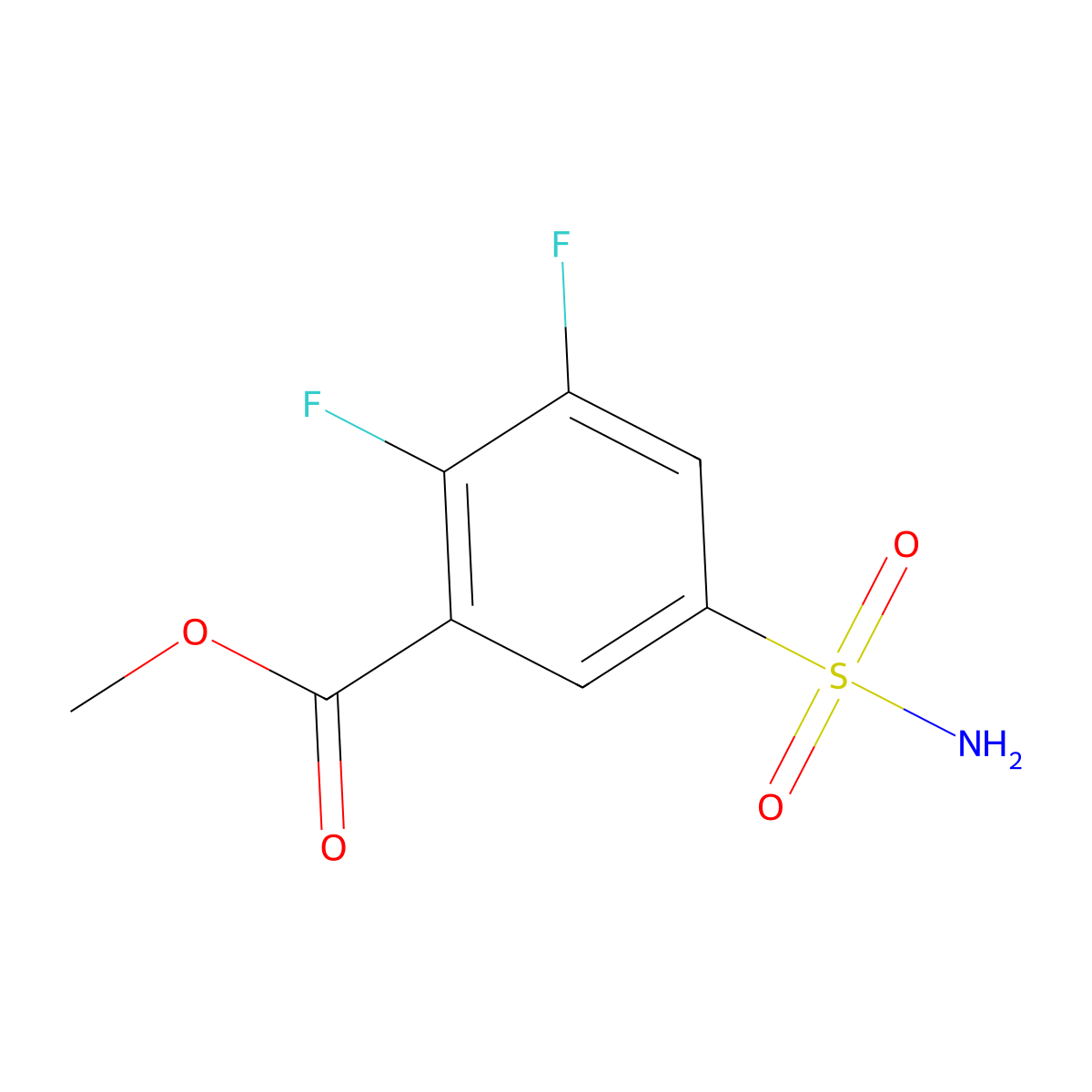 Methyl 2,3-difluoro-5-sulfamoylbenzoate molecular structure, CAS 1342973-79-8