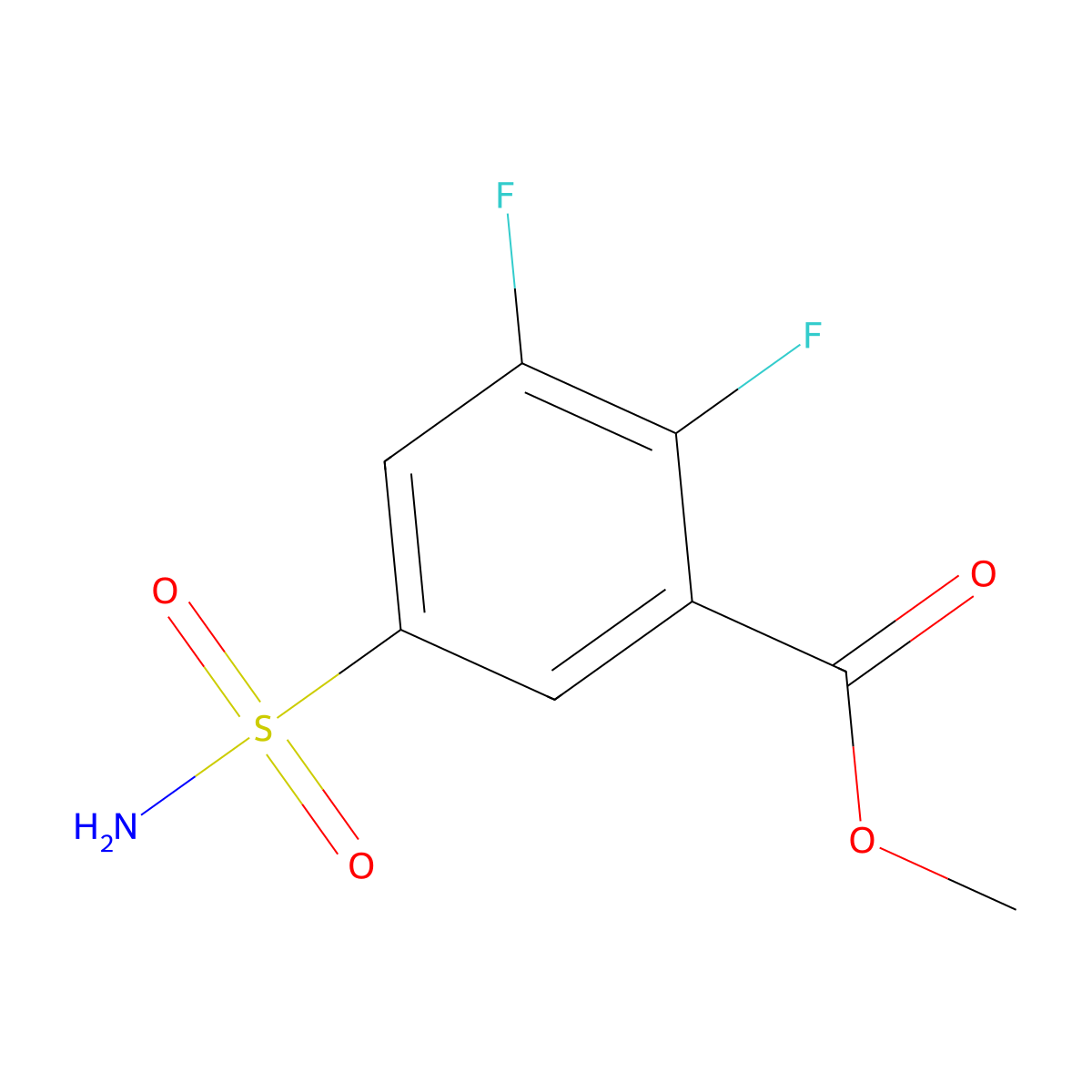 Methyl 2,3-difluoro-5-sulfamoylbenzoate molecular structure, CAS 1342973-79-8