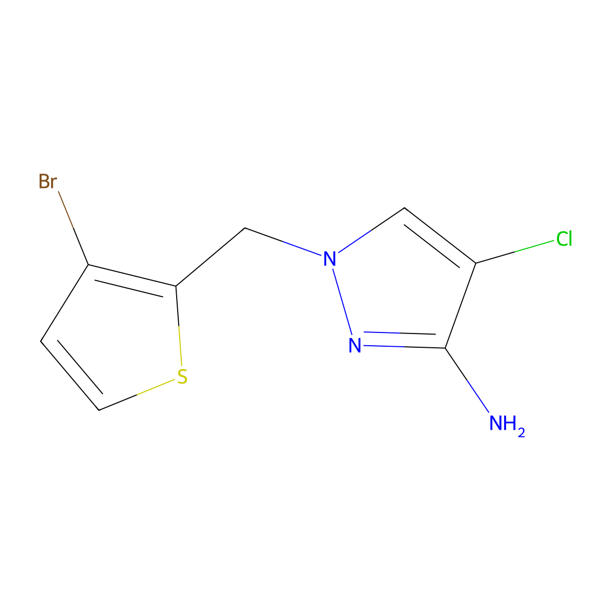 1-[(3-Bromothiophen-2-yl)methyl]-4-chloro-1H-pyrazol-3-amine molecular structure, CAS 1342973-94-7