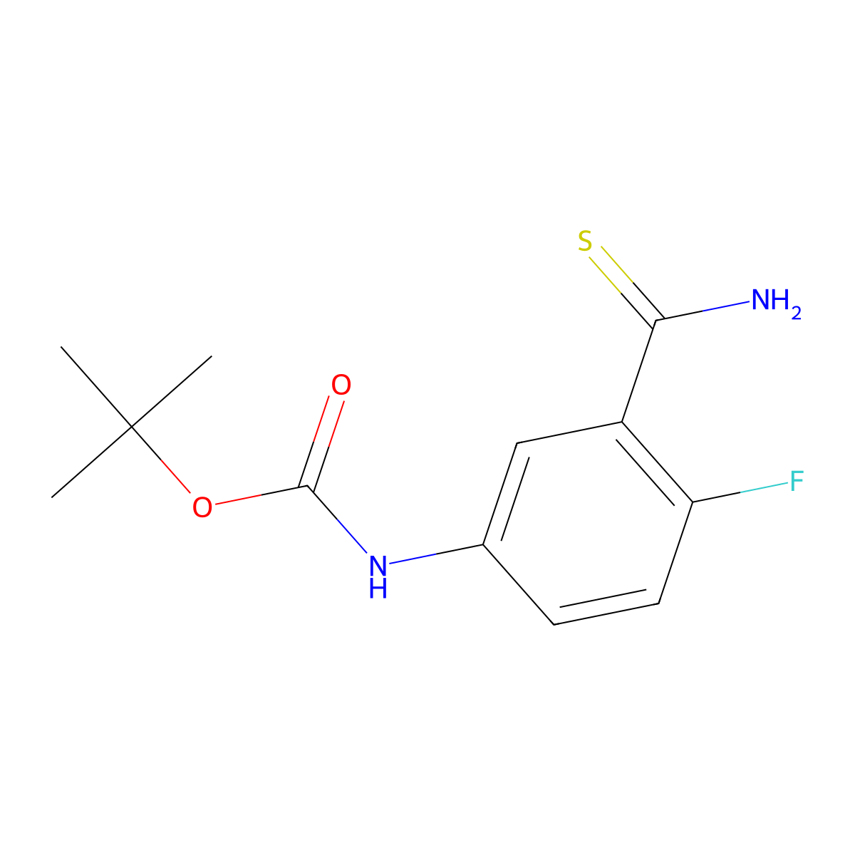 Tert-butyl (3-carbamothioyl-4-fluorophenyl)carbamate molecular structure, CAS 1342976-14-0