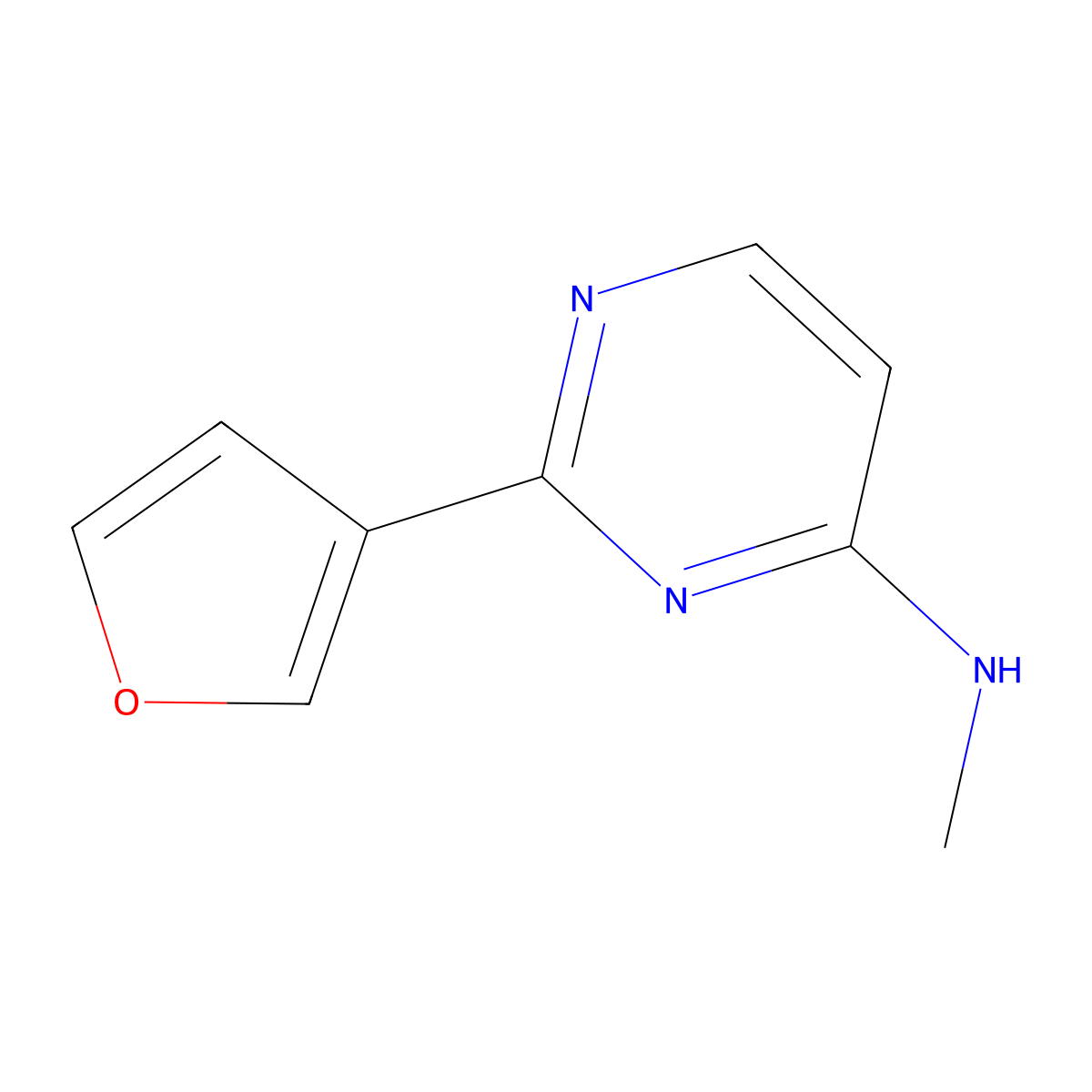 2-(furan-3-yl)-N-methylpyrimidin-4-amine molecular structure, CAS 1342977-15-4
