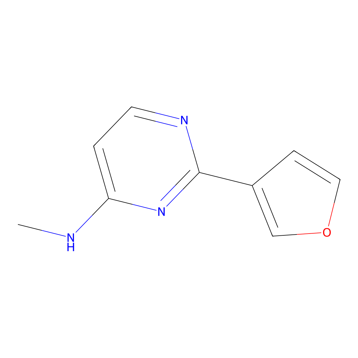 2-(furan-3-yl)-N-methylpyrimidin-4-amine molecular structure, CAS 1342977-15-4