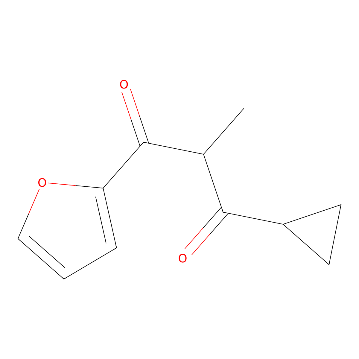1-Cyclopropyl-3-(furan-2-yl)-2-methylpropane-1,3-dione molecular structure, CAS 1342983-64-5