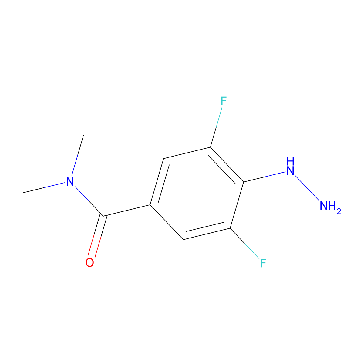3,5-difluoro-4-hydrazinyl-N,N-dimethylbenzamide molecular structure, CAS 1342988-85-5