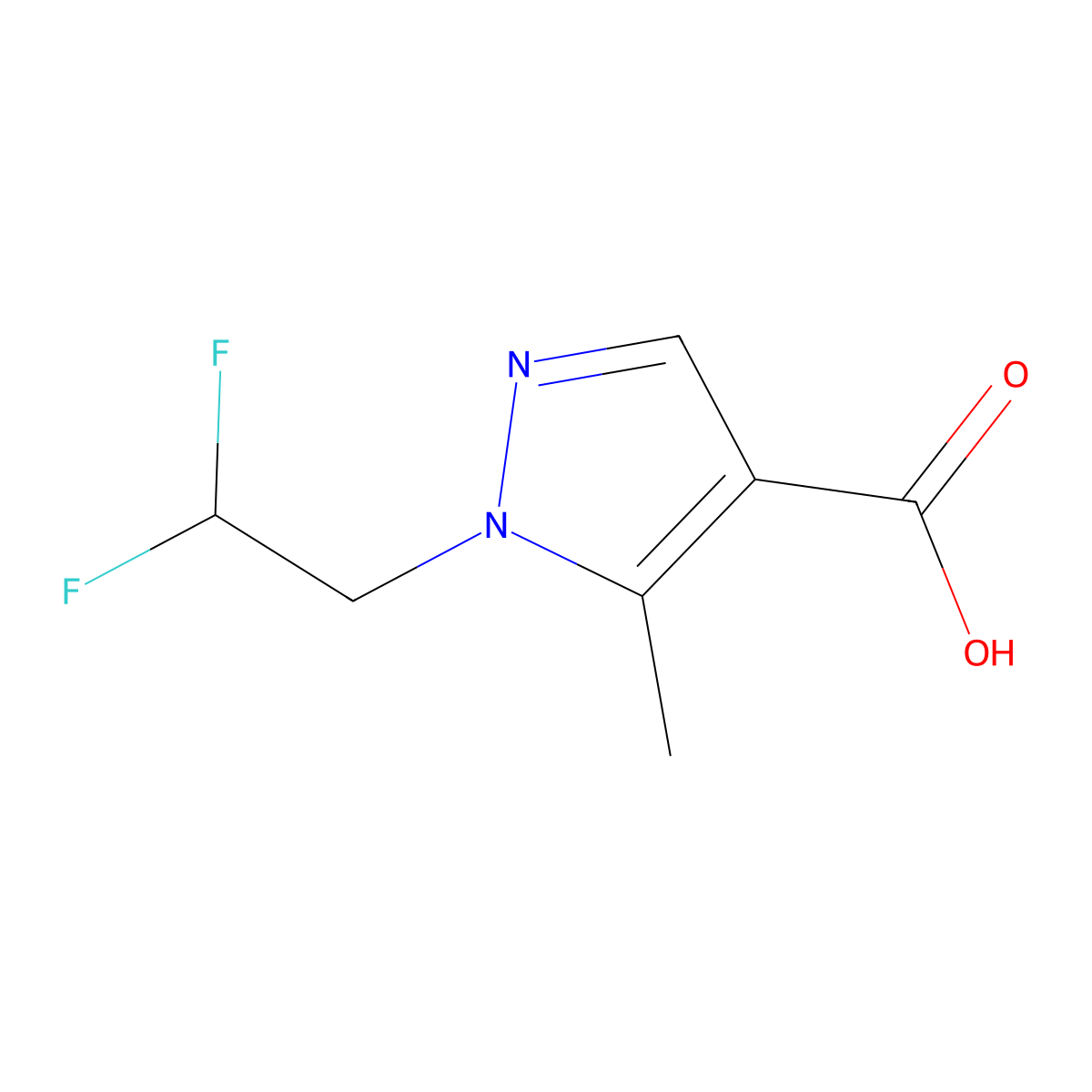 1-(2,2-difluoroethyl)-5-methyl-1H-pyrazole-4-carboxylic acid molecular structure, CAS 1342991-73-4