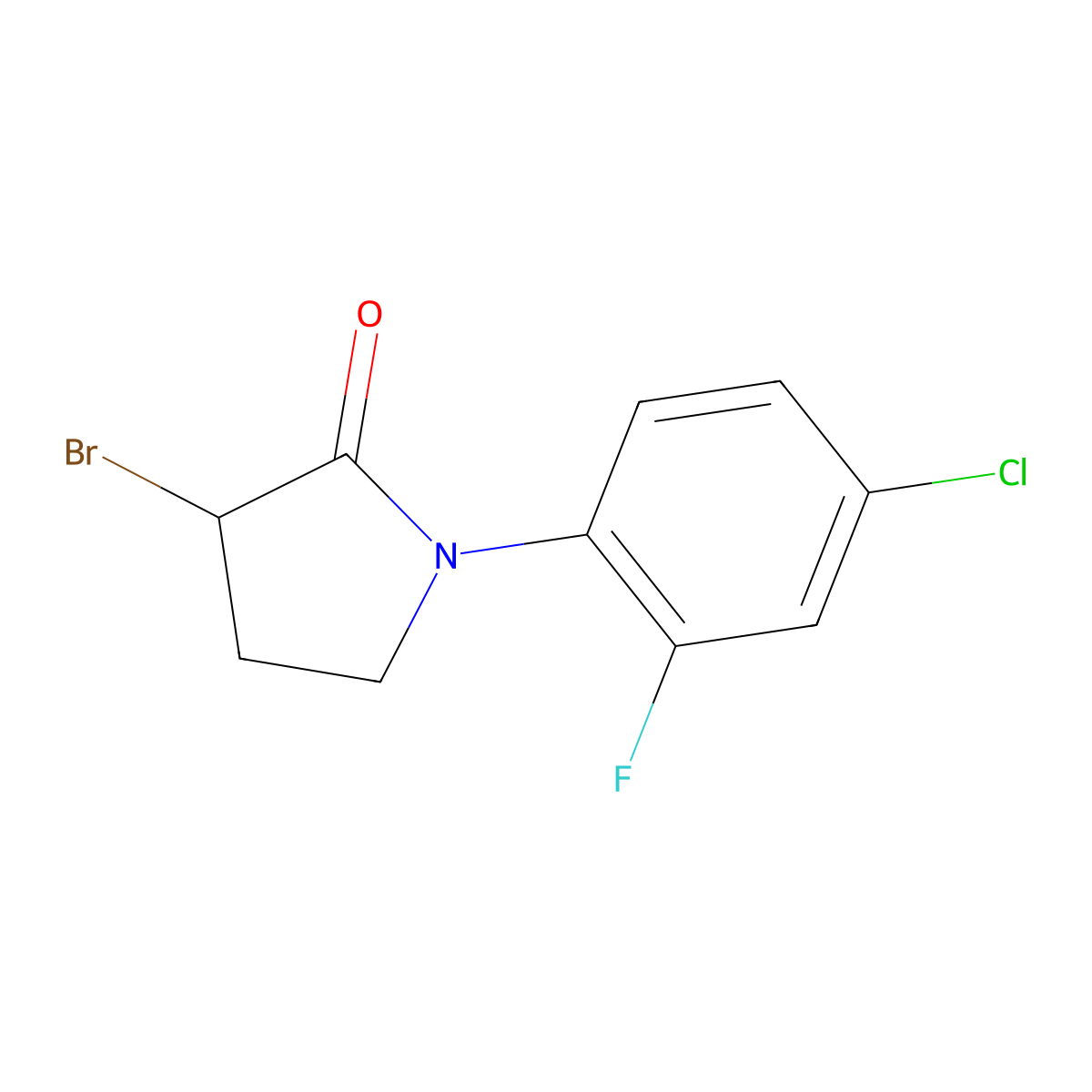 3-Bromo-1-(4-chloro-2-fluorophenyl)pyrrolidin-2-one molecular structure, CAS 1342993-07-0