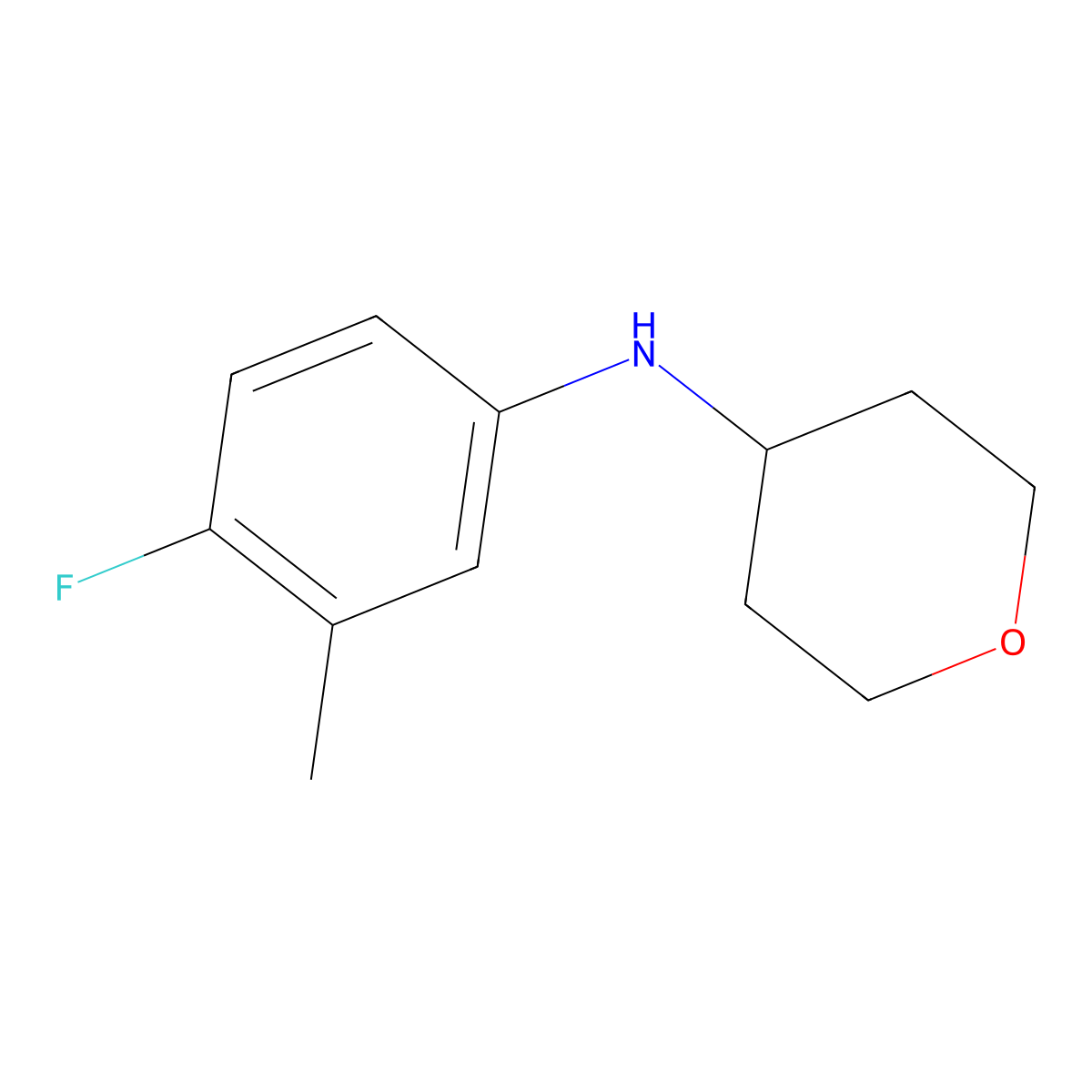 N-(4-fluoro-3-methylphenyl)oxan-4-amine molecular structure, CAS 1342996-02-4