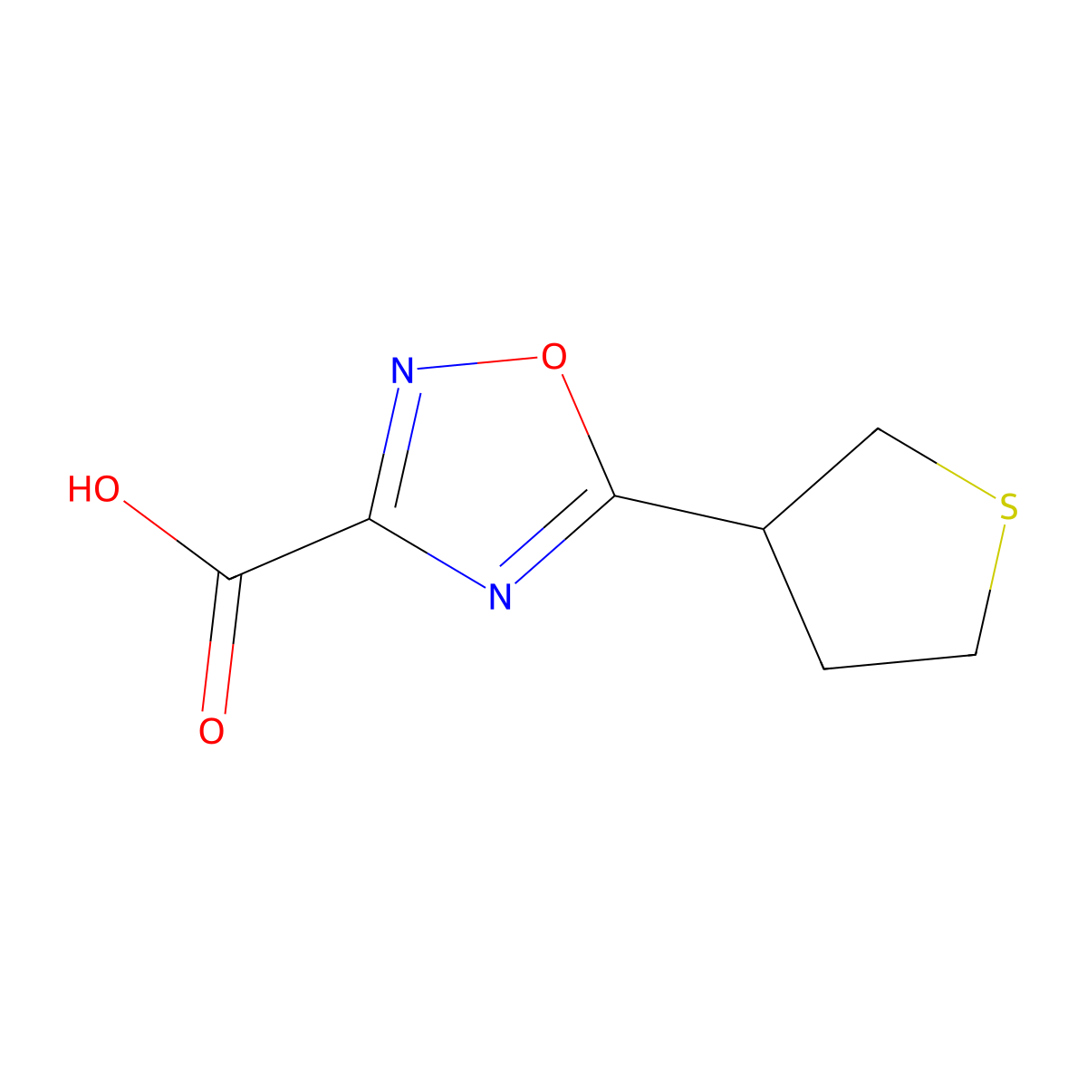 5-(Thiolan-3-yl)-1,2,4-oxadiazole-3-carboxylic acid molecular structure, CAS 1342999-66-9