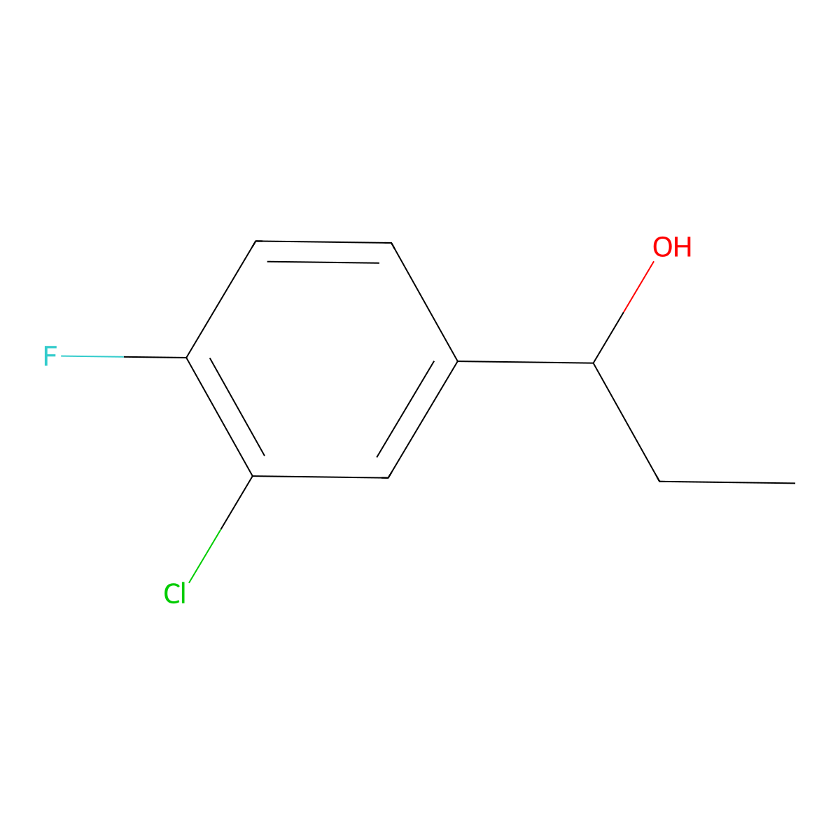 1-(3-Chloro-4-fluorophenyl)propan-1-ol molecular structure, CAS 1343000-69-0