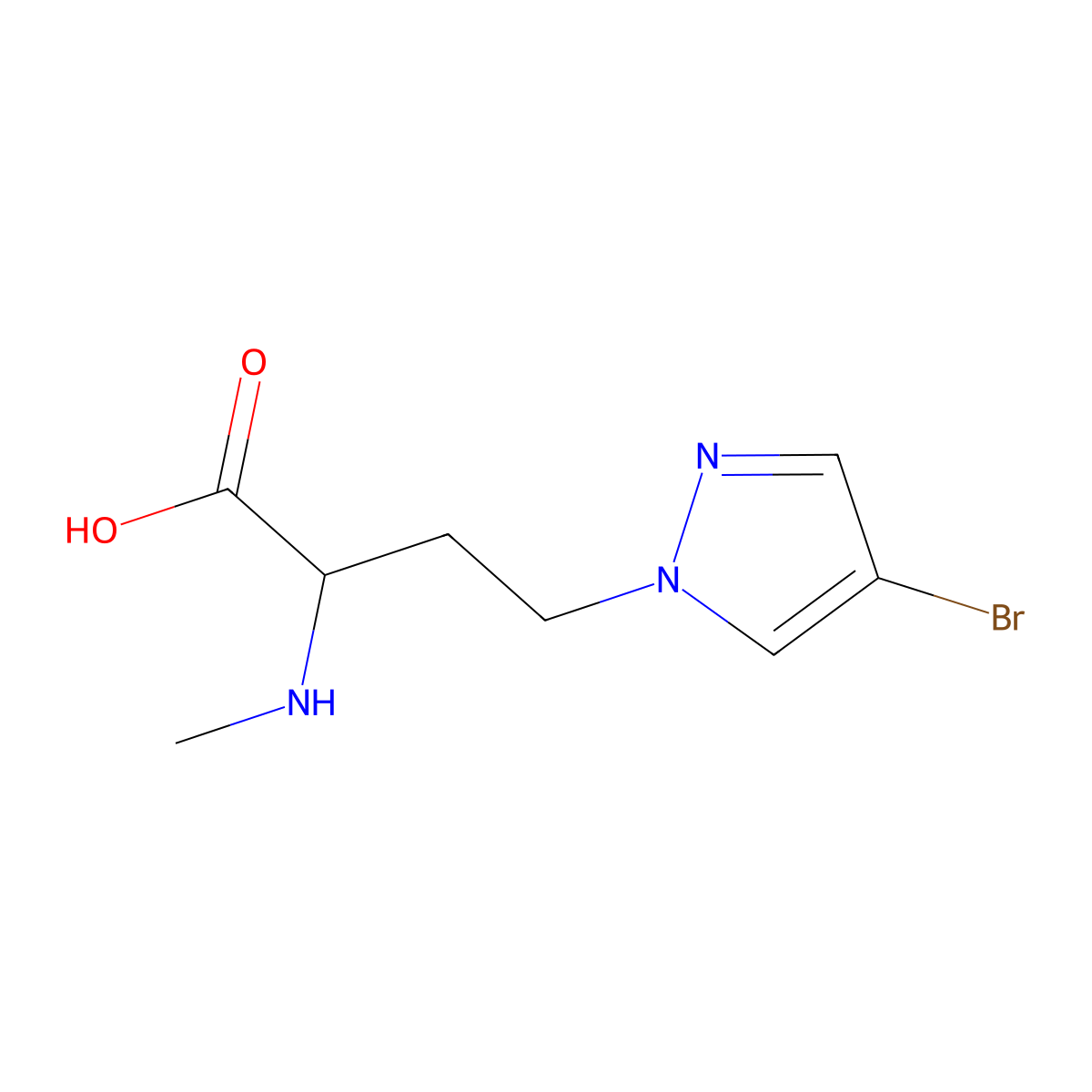 4-(4-Bromo-1h-pyrazol-1-yl)-2-(methylamino)butanoic acid molecular structure, CAS 1343001-46-6