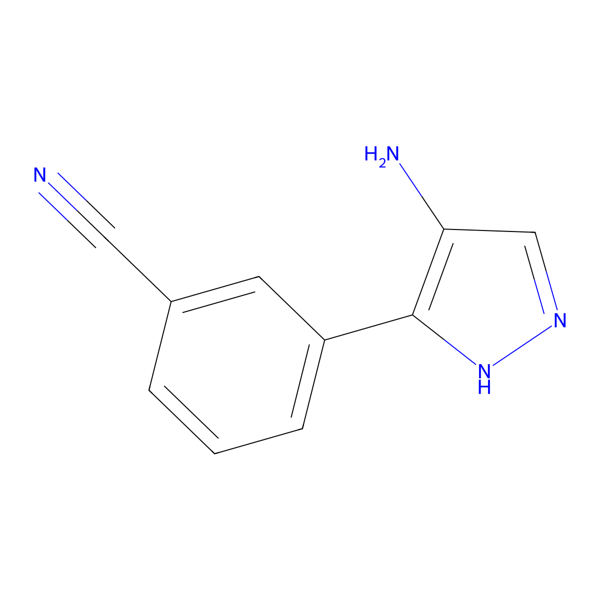 3-(4-amino-1H-pyrazol-5-yl)benzonitrile molecular structure, CAS 1343002-71-0