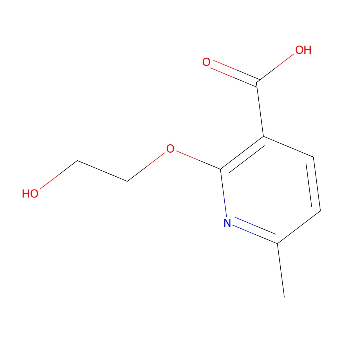 2-(2-Hydroxyethoxy)-6-methylpyridine-3-carboxylic acid molecular structure, CAS 1343004-29-4