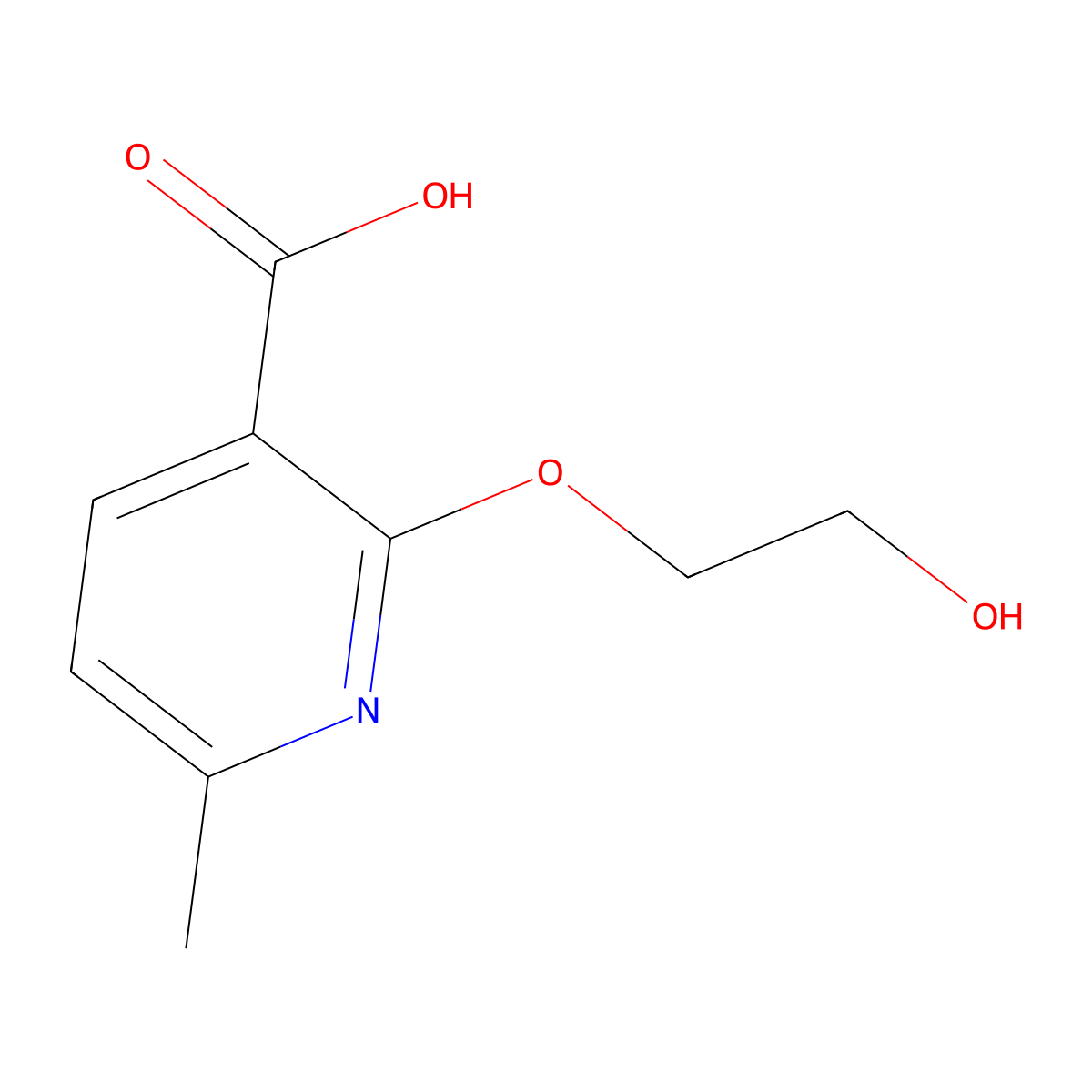 2-(2-Hydroxyethoxy)-6-methylpyridine-3-carboxylic acid molecular structure, CAS 1343004-29-4