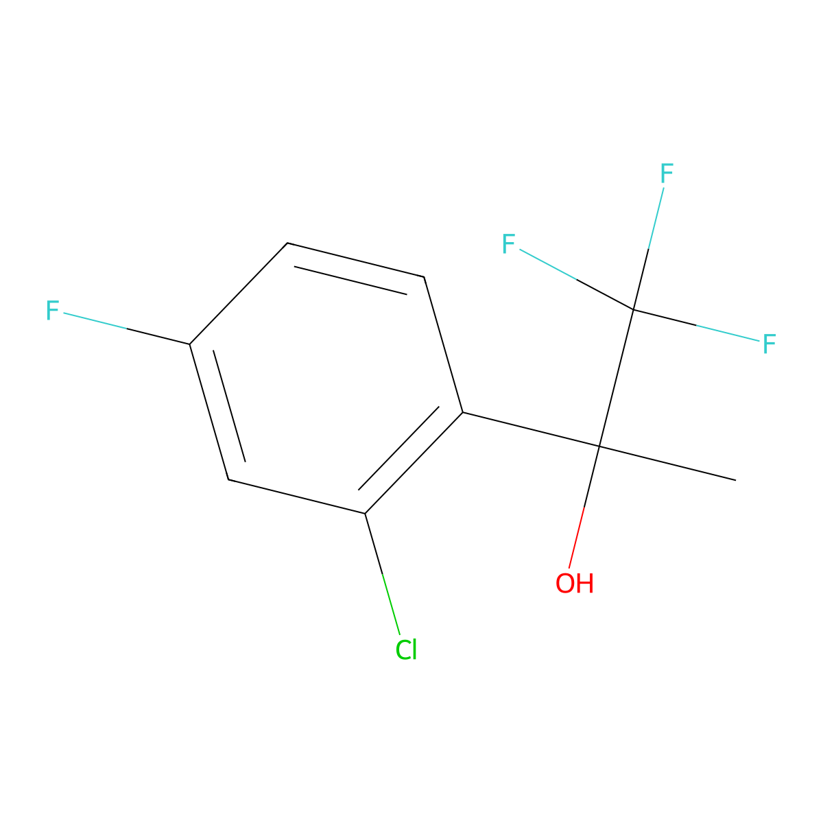 2-(2-Chloro-4-fluorophenyl)-1,1,1-trifluoropropan-2-ol molecular structure, CAS 1343006-27-8