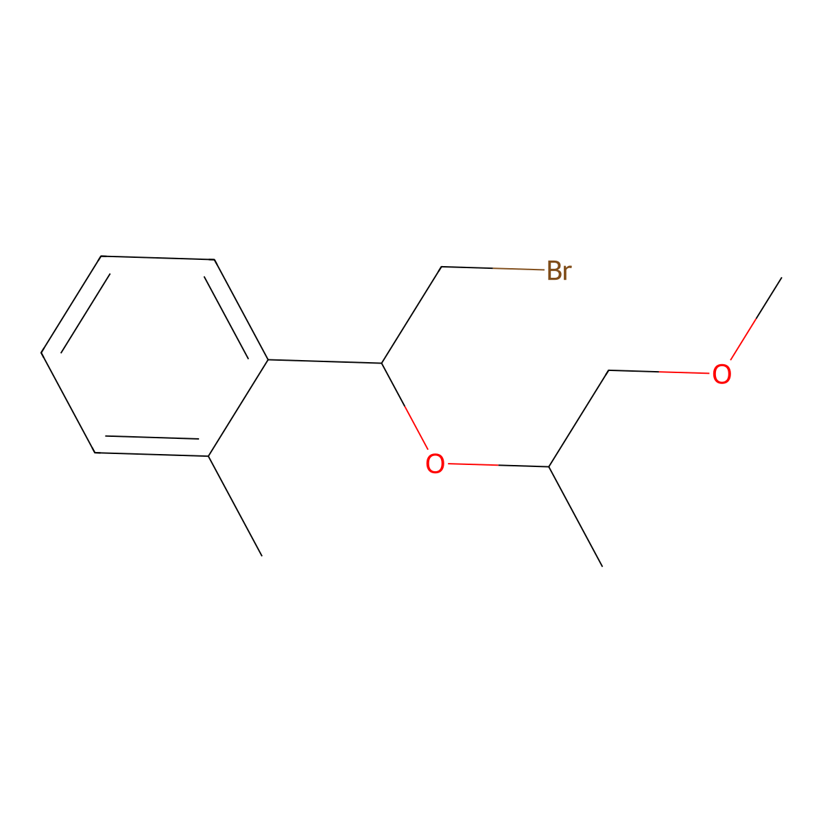 1-(2-Bromo-1-((1-methoxypropan-2-yl)oxy)ethyl)-2-methylbenzene molecular structure, CAS 1343007-20-4