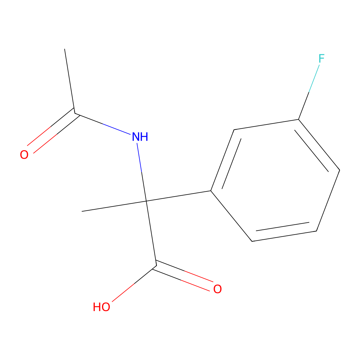 2-Acetamido-2-(3-fluorophenyl)propanoic acid molecular structure, CAS 1343007-26-0