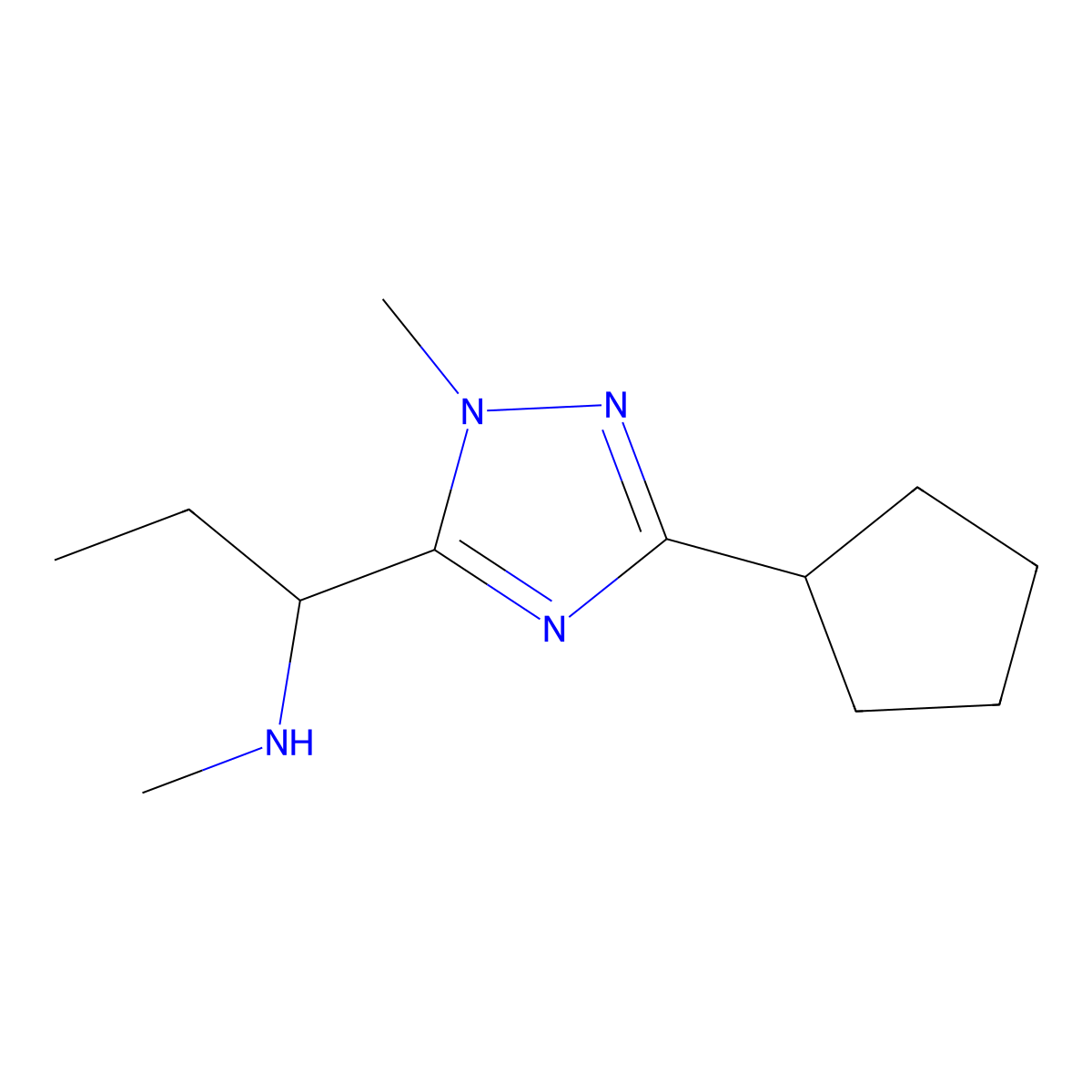 1-(3-Cyclopentyl-1-methyl-1h-1,2,4-triazol-5-yl)-N-methylpropan-1-amine molecular structure, CAS 1343012-65-6
