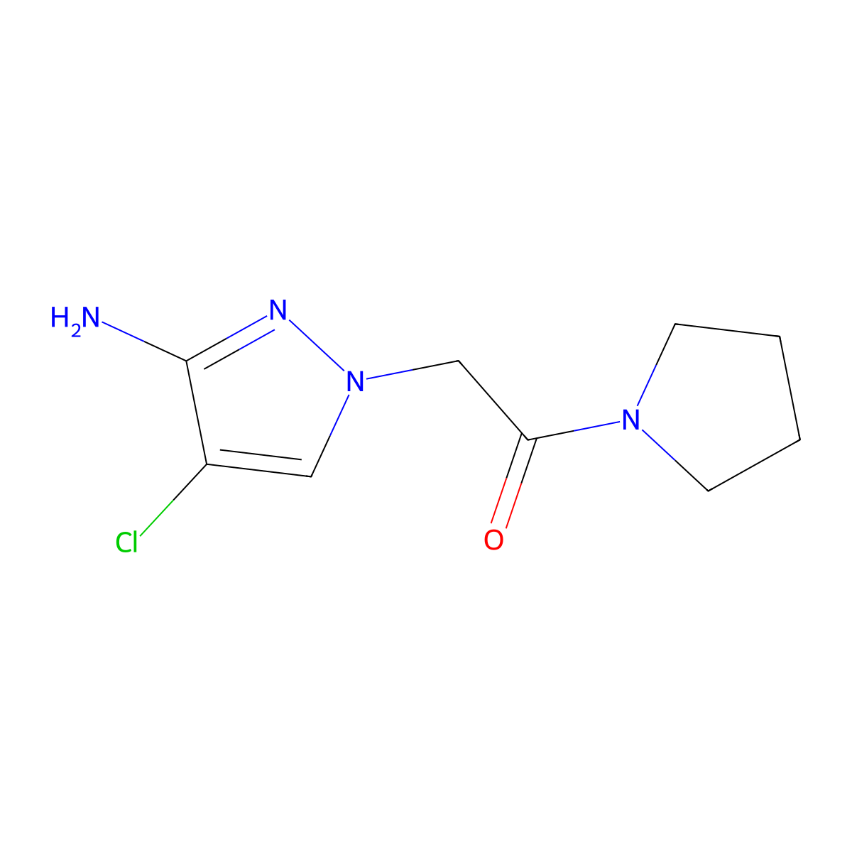 2-(3-Amino-4-chloro-1h-pyrazol-1-yl)-1-(pyrrolidin-1-yl)ethan-1-one molecular structure, CAS 1343012-91-8