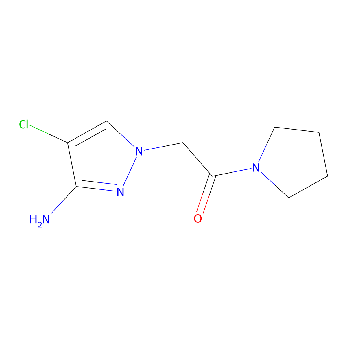2-(3-Amino-4-chloro-1h-pyrazol-1-yl)-1-(pyrrolidin-1-yl)ethan-1-one molecular structure, CAS 1343012-91-8