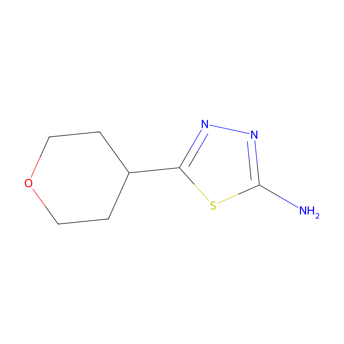 5-(Oxan-4-yl)-1,3,4-thiadiazol-2-amine molecular structure, CAS 1343013-17-1