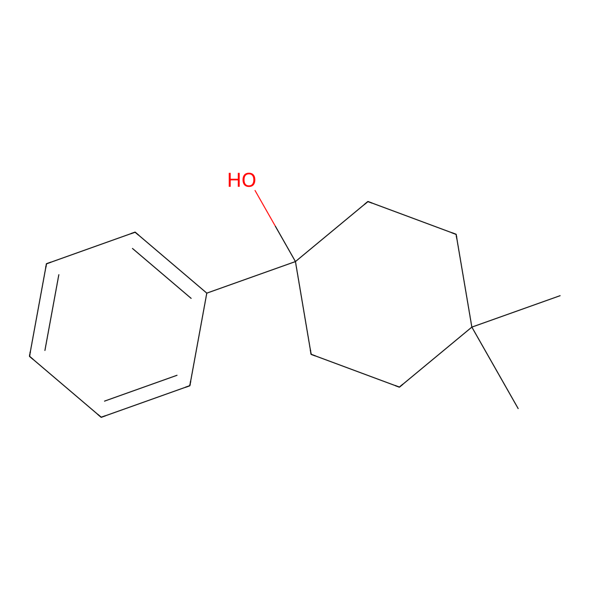 4,4-Dimethyl-1-phenylcyclohexan-1-ol molecular structure, CAS 1343014-14-1