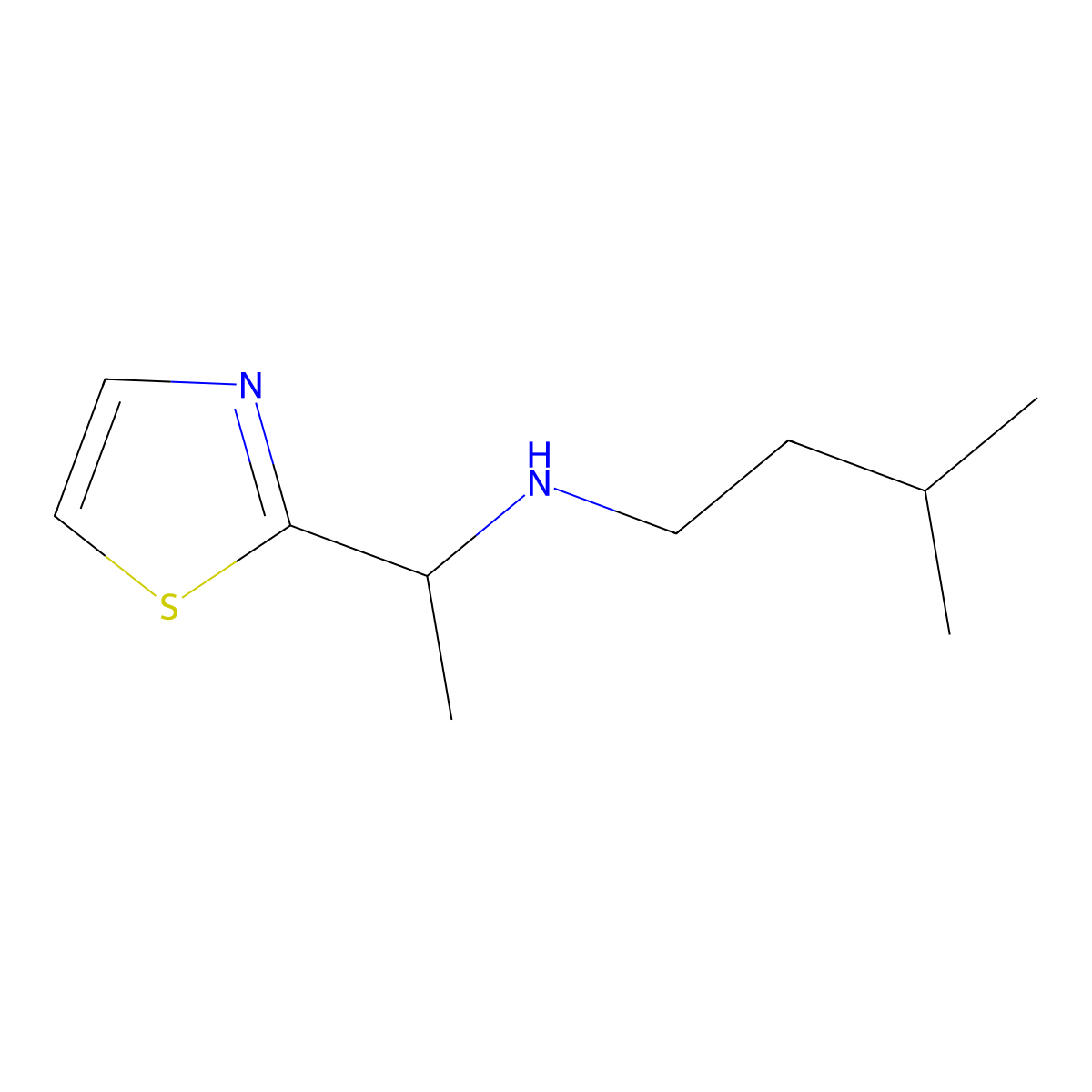 (3-Methylbutyl)[1-(1,3-thiazol-2-yl)ethyl]amine molecular structure, CAS 1343016-20-5