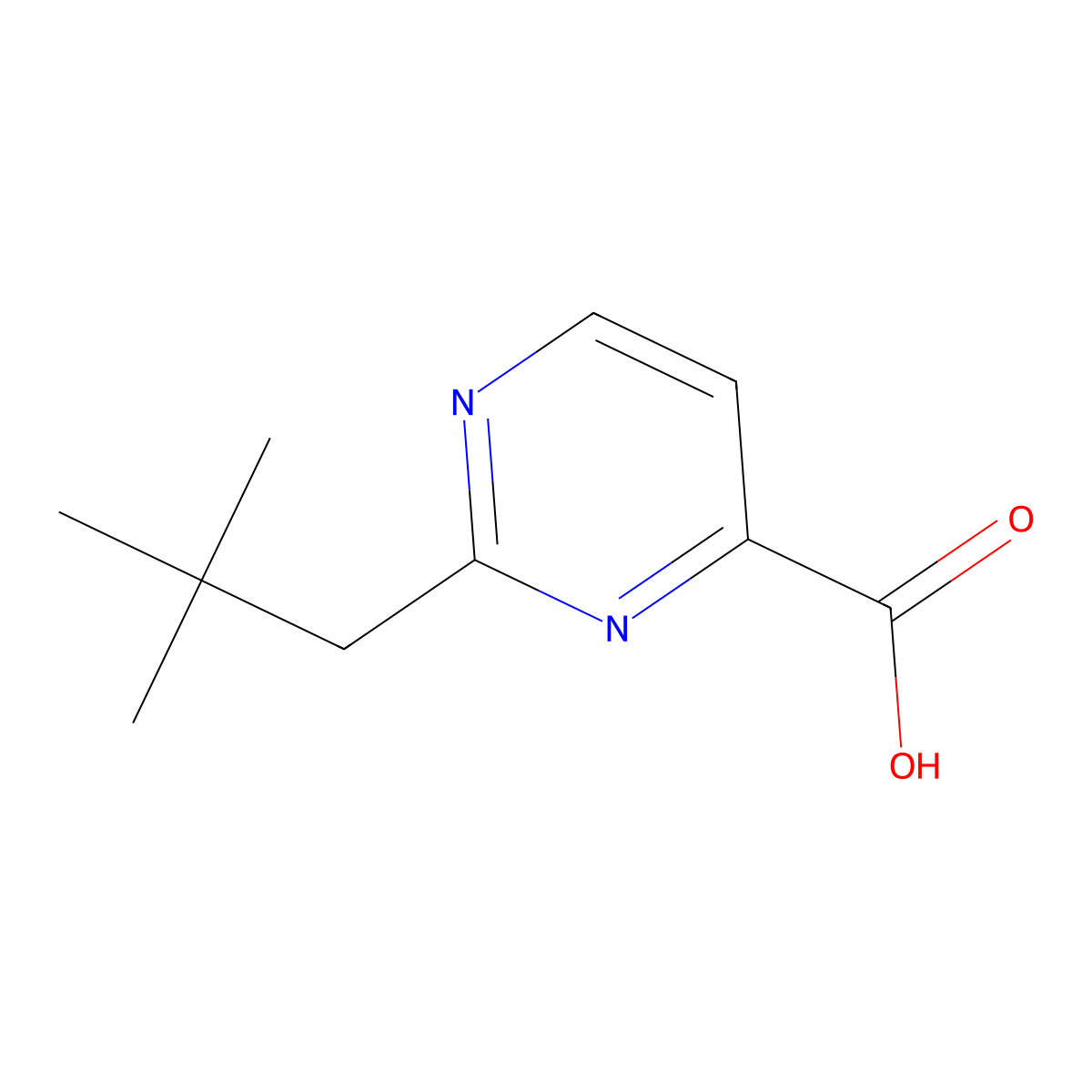 2-(2,2-Dimethylpropyl)pyrimidine-4-carboxylic acid molecular structure, CAS 1343017-18-4