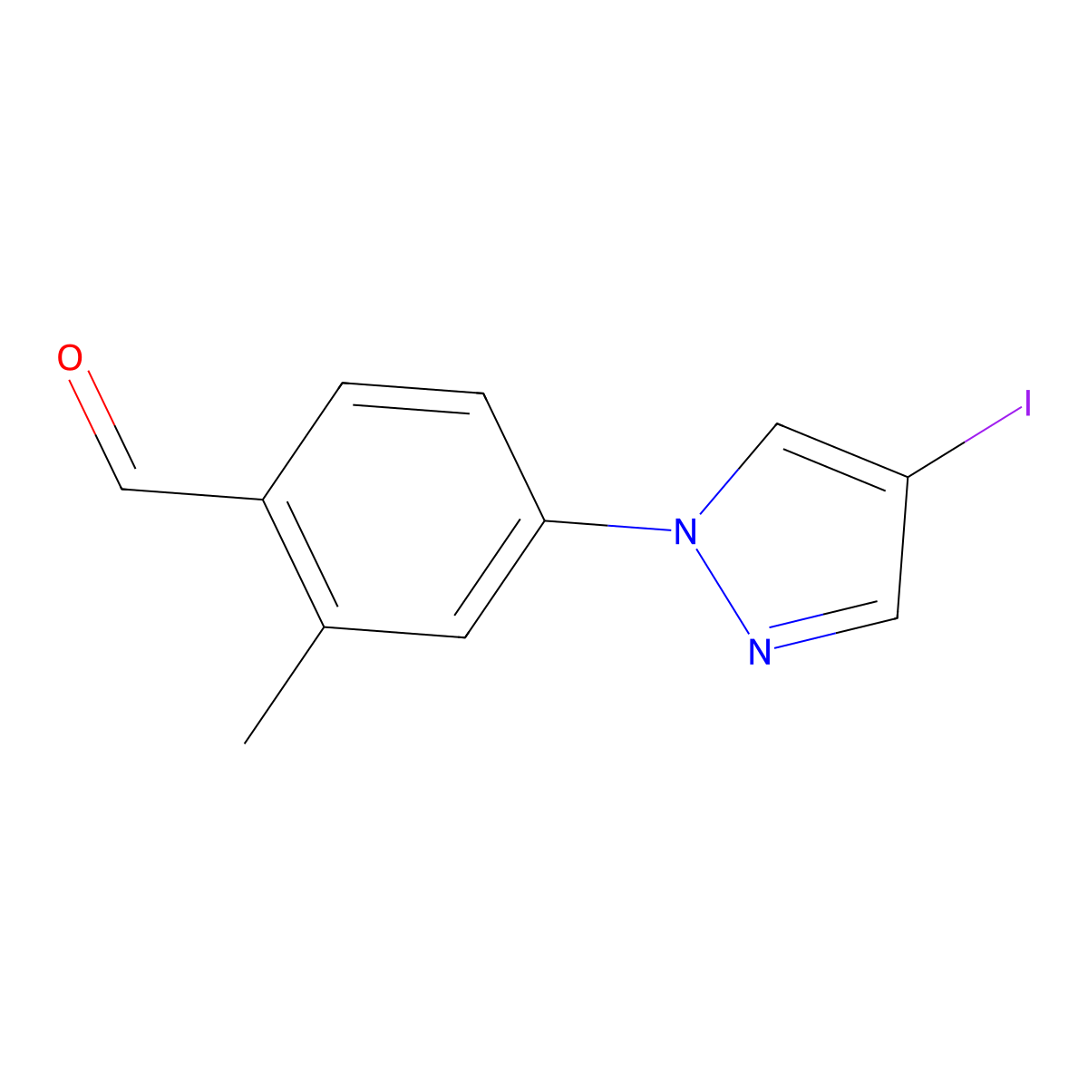 4-(4-Iodo-1H-pyrazol-1-yl)-2-methylbenzaldehyde molecular structure, CAS 1343018-59-6