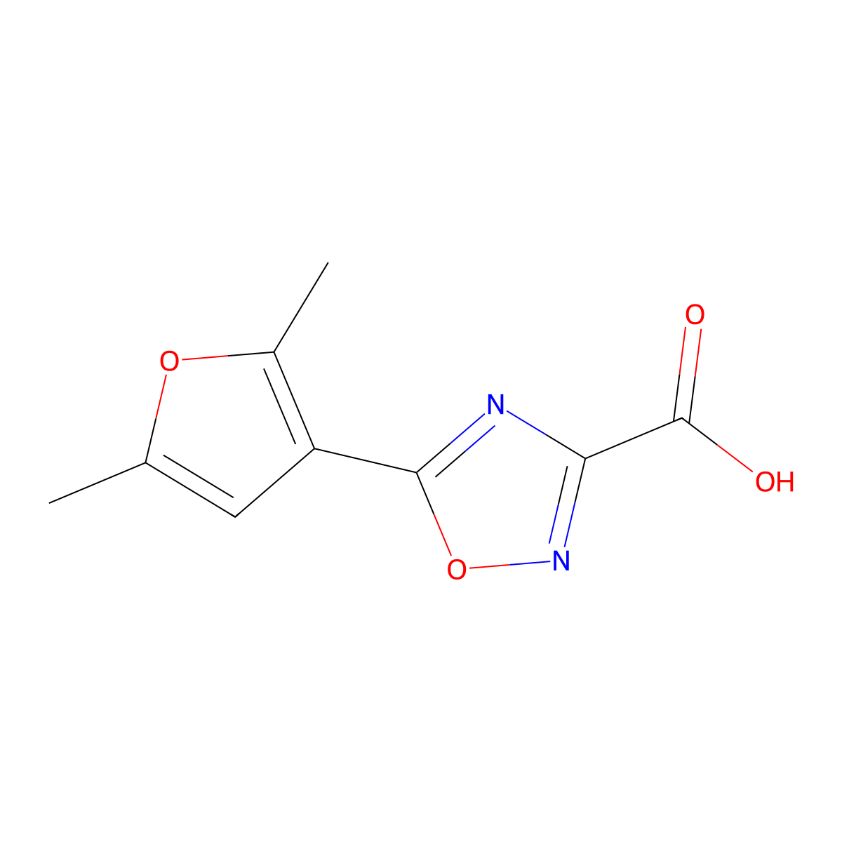 5-(2,5-Dimethylfuran-3-yl)-1,2,4-oxadiazole-3-carboxylic acid molecular structure, CAS 1343022-23-0