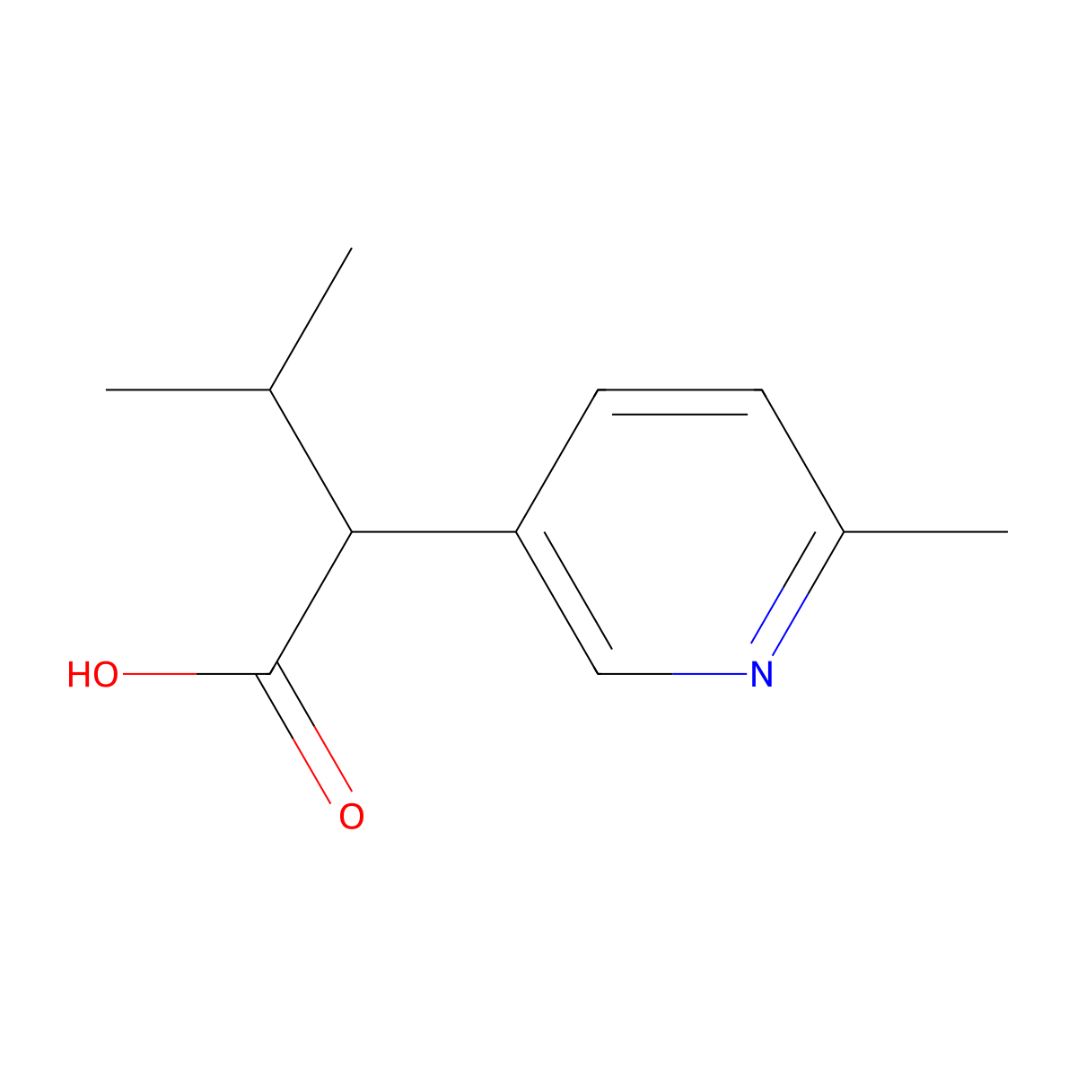 3-Methyl-2-(6-methylpyridin-3-yl)butanoic acid molecular structure, CAS 1343023-84-6