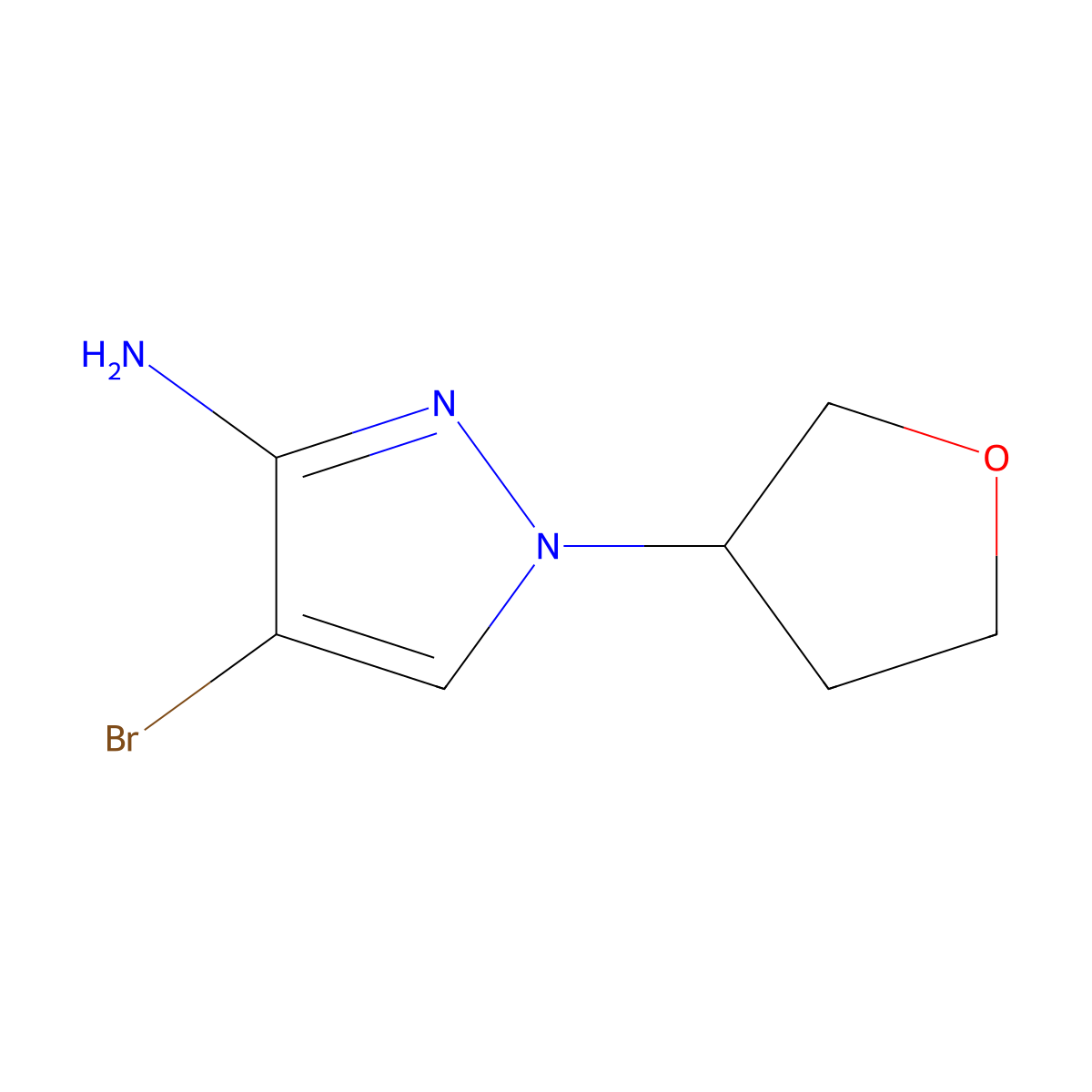4-bromo-1-(oxolan-3-yl)-1H-pyrazol-3-amine molecular structure, CAS 1343030-30-7