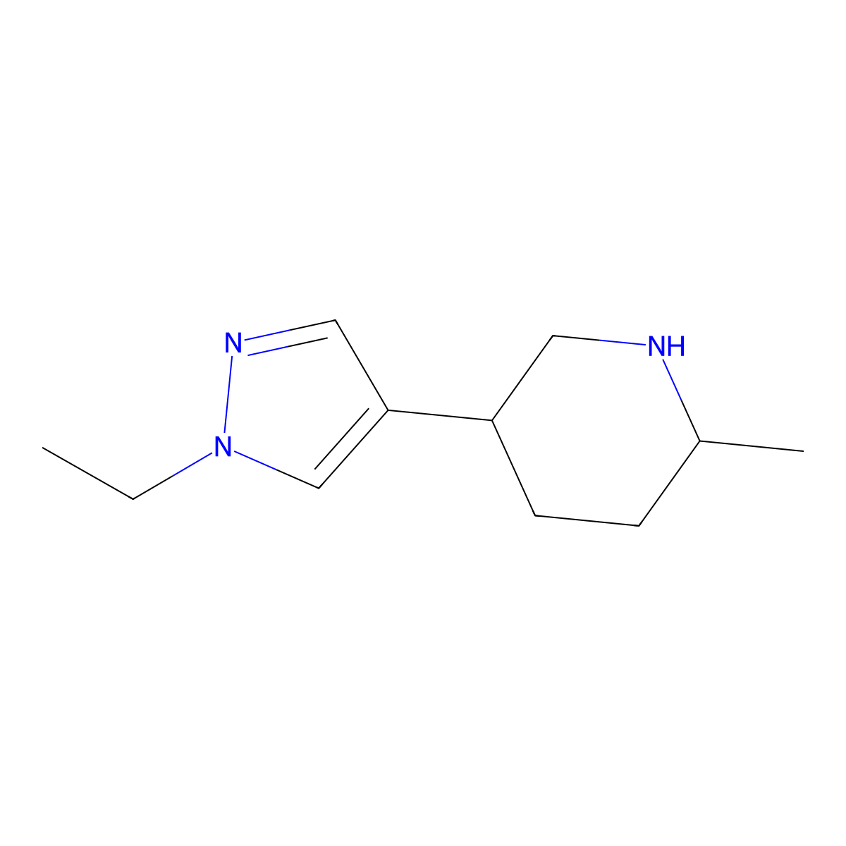 5-(1-ethyl-1H-pyrazol-4-yl)-2-methylpiperidine molecular structure, CAS 1343030-97-6