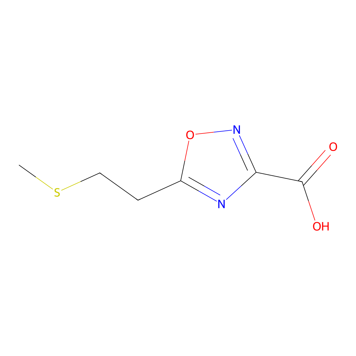 5-(2-(Methylthio)ethyl)-1,2,4-oxadiazole-3-carboxylic acid molecular structure, CAS 1343032-47-2
