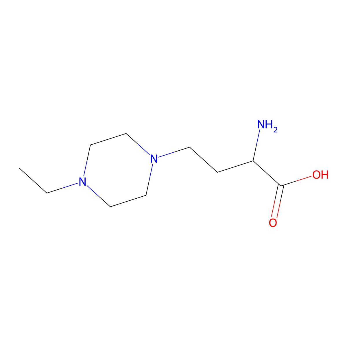 2-Amino-4-(4-ethylpiperazin-1-yl)butanoic acid molecular structure, CAS 1343033-55-5