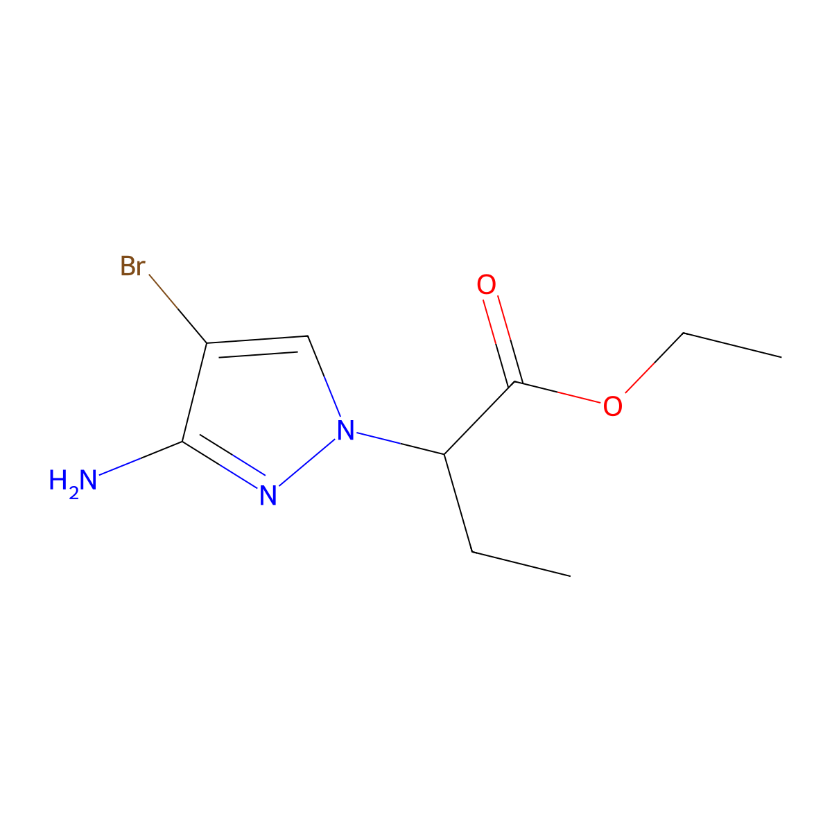 Ethyl 2-(3-amino-4-bromo-1h-pyrazol-1-yl)butanoate molecular structure, CAS 1343033-98-6