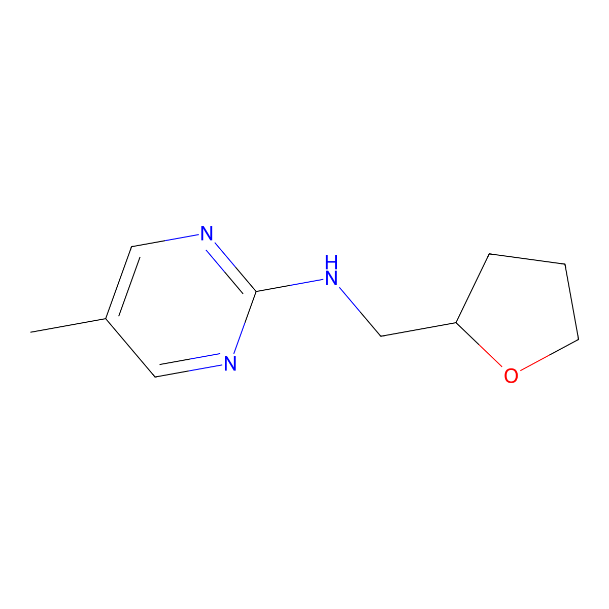5-methyl-N-[(oxolan-2-yl)methyl]pyrimidin-2-amine molecular structure, CAS 1343034-46-7