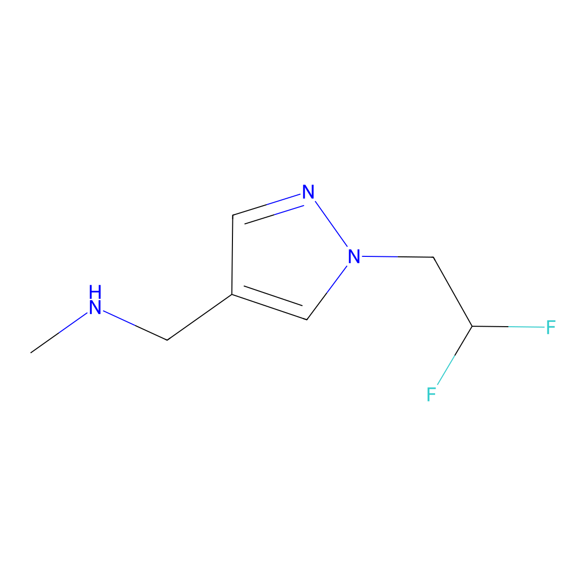 {[1-(2,2-difluoroethyl)-1H-pyrazol-4-yl]methyl}(methyl)amine molecular structure, CAS 1343036-98-5