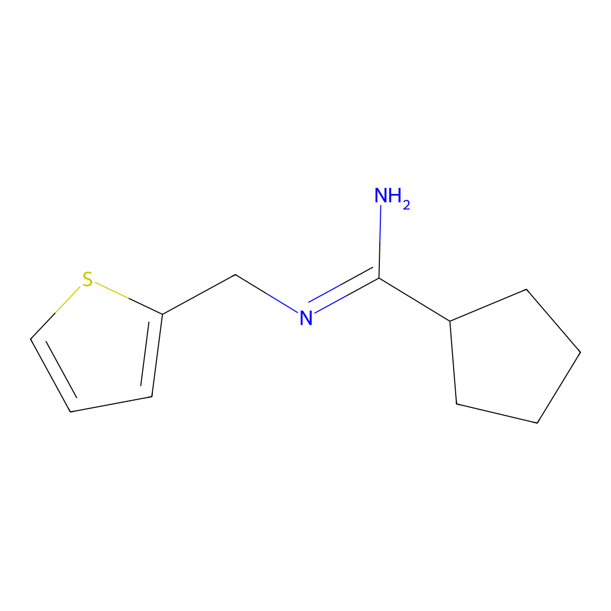 N-(thiophen-2-ylmethyl)cyclopentanecarboximidamide molecular structure, CAS 1343037-78-4